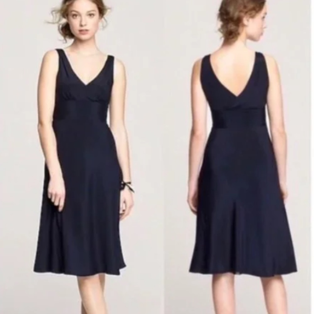 J. Crew Black 100% silk midi dress sleeveless midi wedding 8T